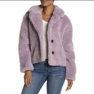Avec Les Filles Cropped Faux Fur Teddy Sherpa Jacket Medium